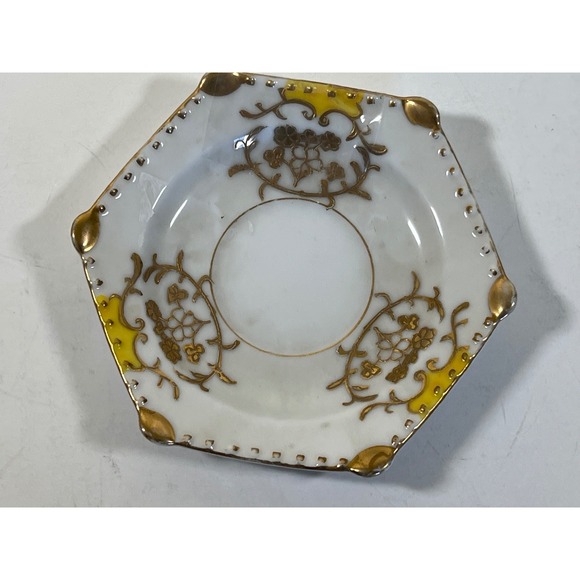 Vintage Miniature Hand Painted Floral Gold Trim Teacup and Saucer Set - Picture 3 of 5